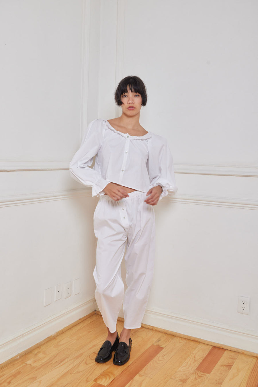 Zoe Boxer Pants White