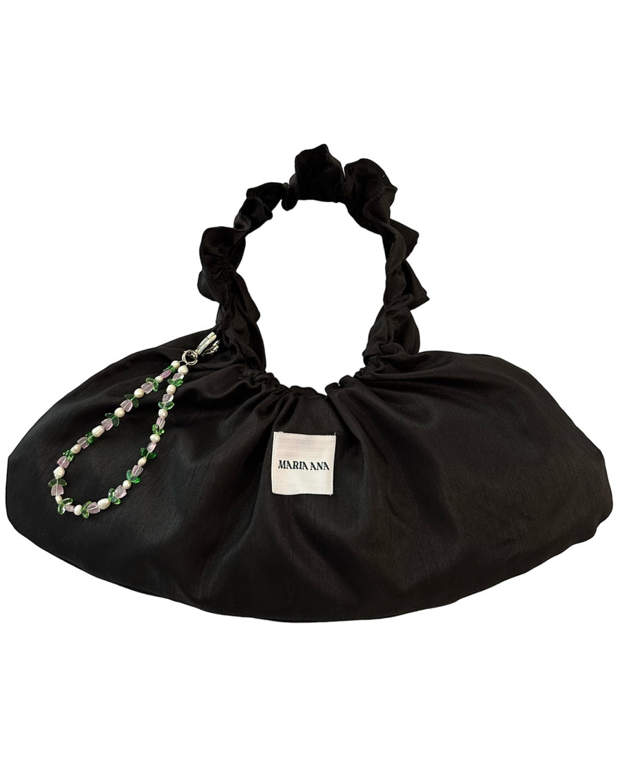 Regi Baguette Bag with Charms Black